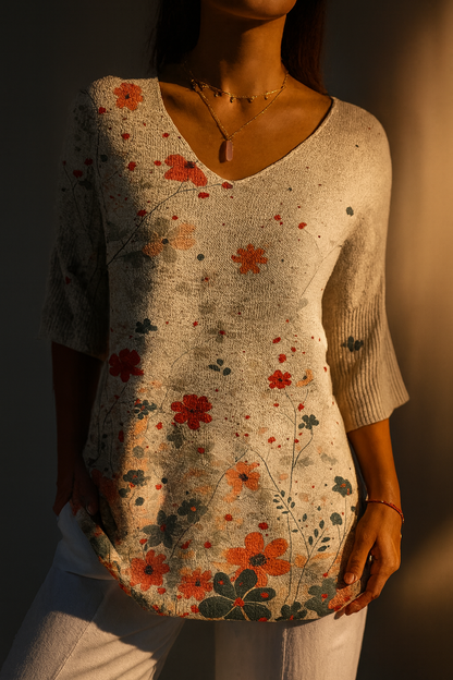 Persephone - Floral Knit Pullover