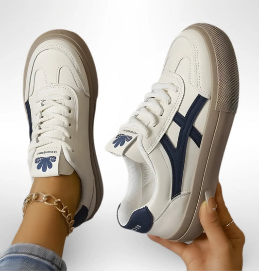 Low-top lace-up sneakers with contrasting side panels