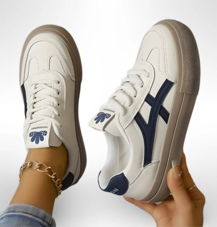 Low-top lace-up sneakers with contrasting side panels