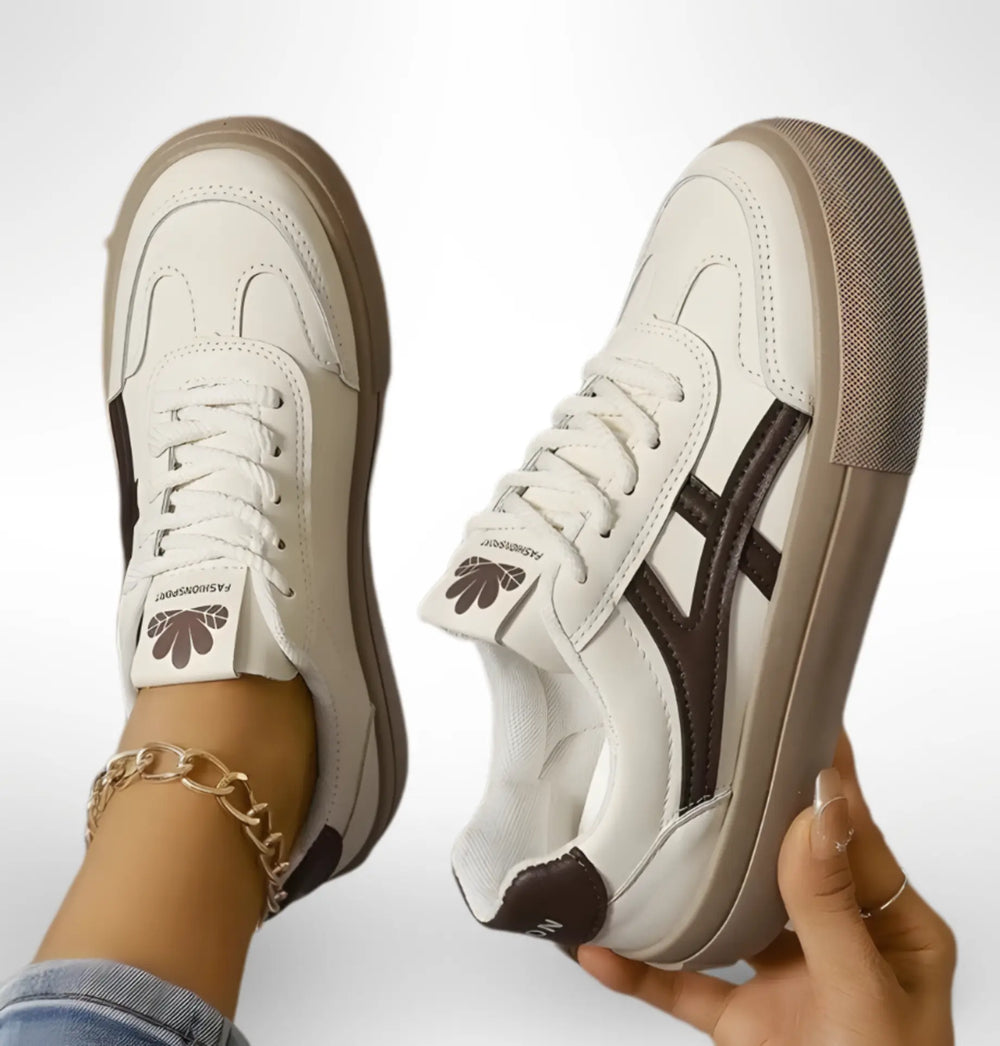 Low-top lace-up sneakers with contrasting side panels