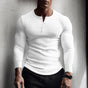 Men's long-sleeve ribbed henley sweater with button placket