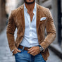 Men's brown slim fit blazer jacket with notched lapels and front pockets