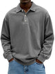 Men's long sleeve polo sweater with collar and button placket