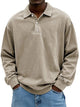 Men's long sleeve polo sweater with collar and button placket