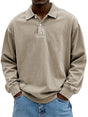 Men's long sleeve polo sweater with collar and button placket