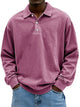 Men's long sleeve polo sweater with collar and button placket
