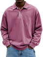 Men's long sleeve polo sweater with collar and button placket
