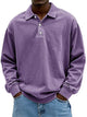 Men's long sleeve polo sweater with collar and button placket