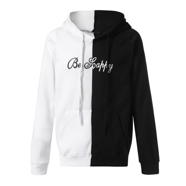 Men's graphic color-block hoodie with kangaroo pocket