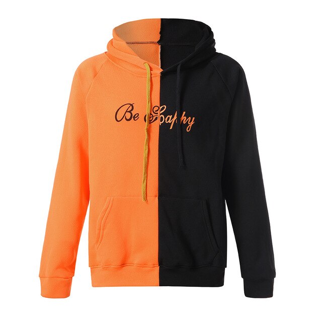 Men's graphic color-block hoodie with kangaroo pocket