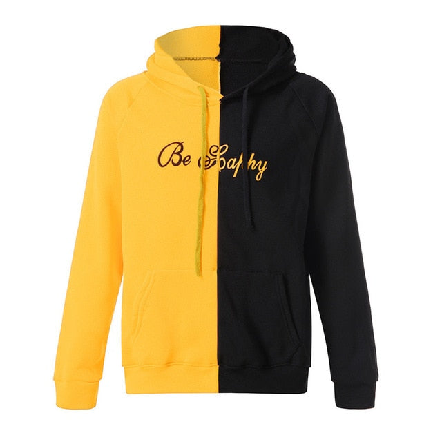 Men's graphic color-block hoodie with kangaroo pocket