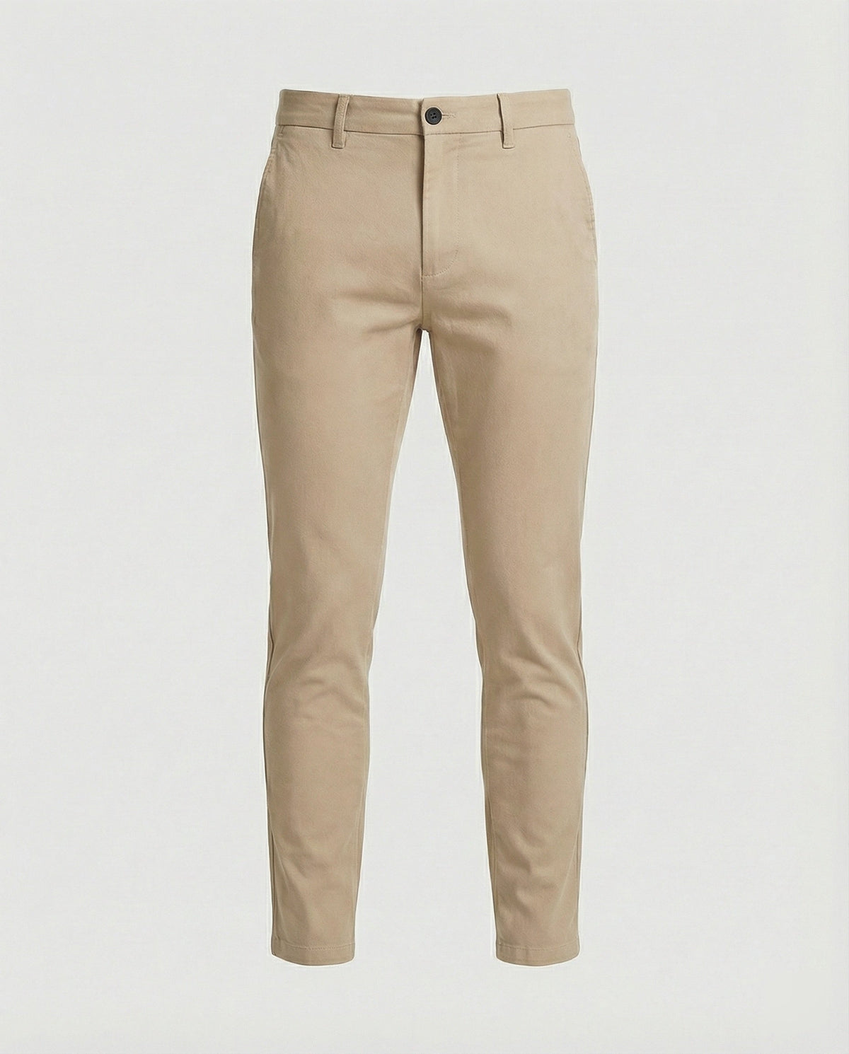 Men's grey slim fit chino trousers, front view