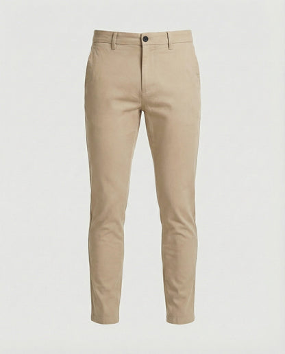 Men's grey slim fit chino trousers, front view