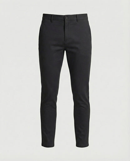 Men's grey slim fit chino trousers, front view
