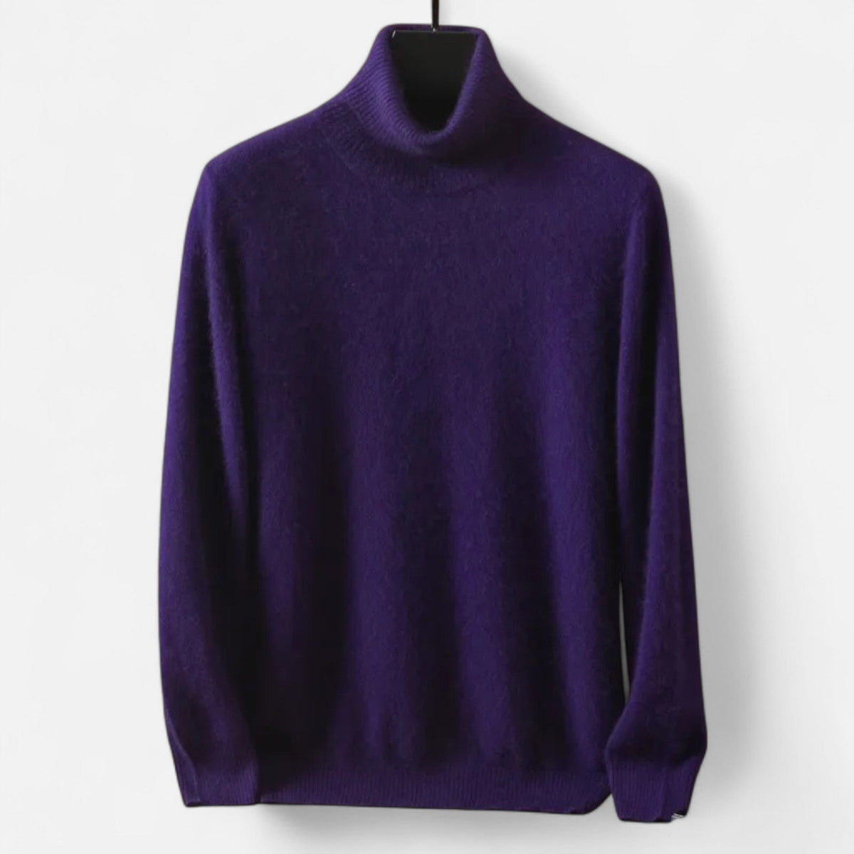 Men's plain long-sleeve turtleneck sweater with ribbed trims