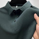 Men's waffle knit polo shirt with short sleeves and button placket
