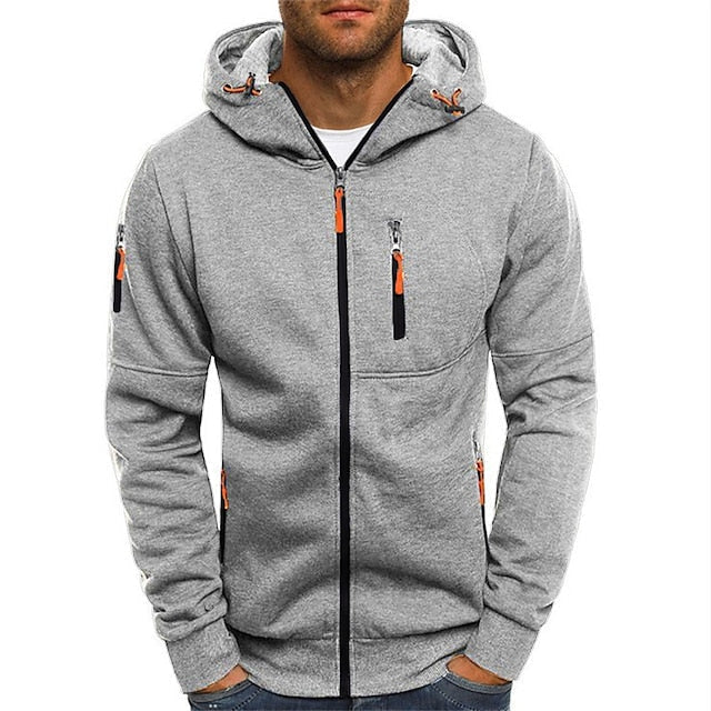 Men's hooded full-zip jacket with zipped pockets