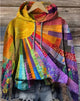 Women's multicolour patchwork hoodie with drawstring hood