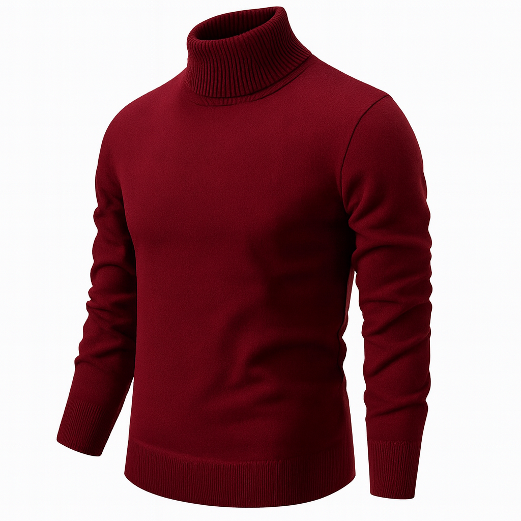 Men's long-sleeve ribbed turtleneck sweater