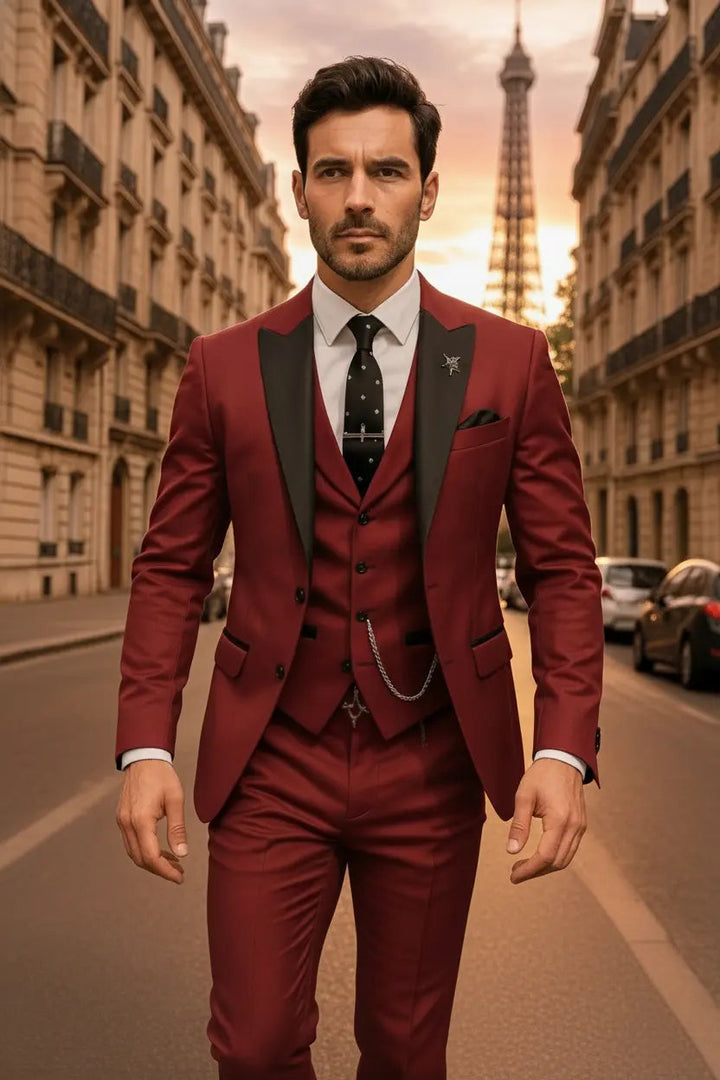 Men's Three-Piece Suit – Slim-Fit Blazer, Waistcoat & Trousers for Weddings & Business 13