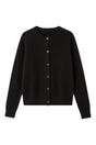 Women's round neck button front cardigan with long sleeves