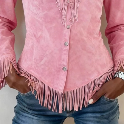 Renata Fringe Suede Blouse