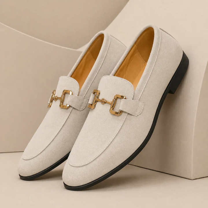 Men's slip-on loafers with buckle detail