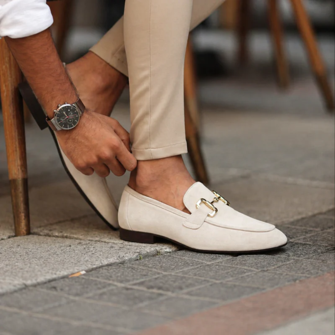 Men's slip-on loafers with buckle detail