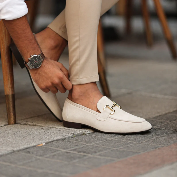 Men's slip-on loafers with buckle detail