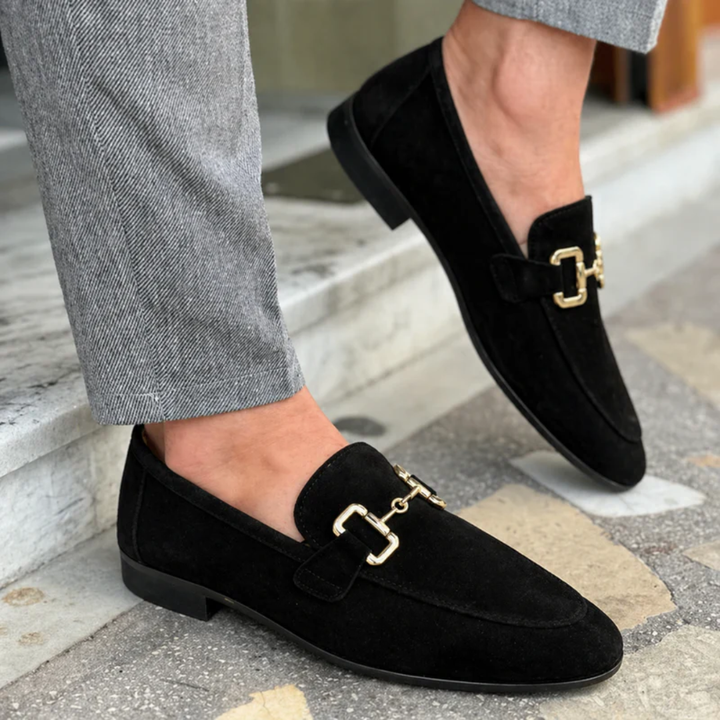 Men's slip-on loafers with buckle detail