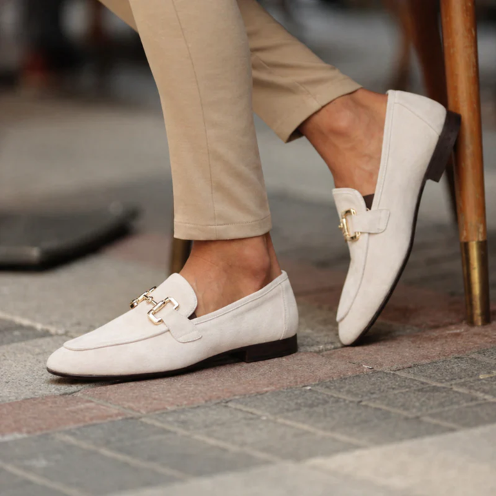 Men's slip-on loafers with buckle detail