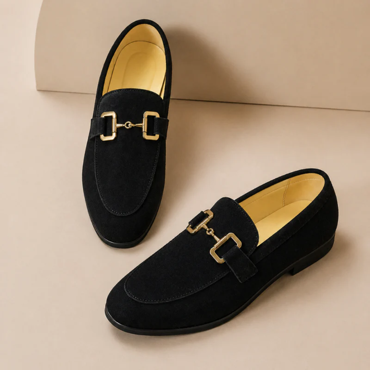 Men's slip-on loafers with buckle detail
