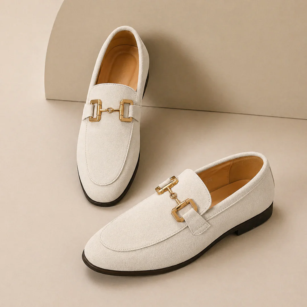 Men's slip-on loafers with buckle detail