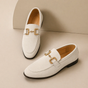 Men's slip-on loafers with buckle detail