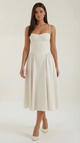 Women's floral corset midi dress with sweetheart neckline and full skirt