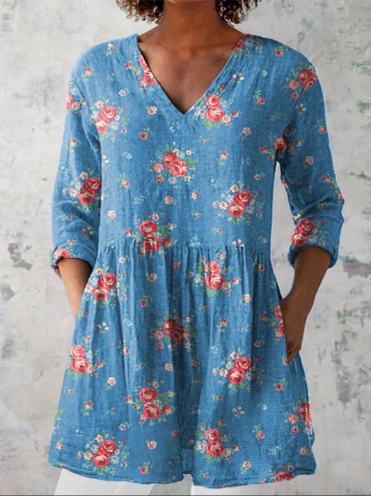 Saskia - Floral V-Neck Blouse