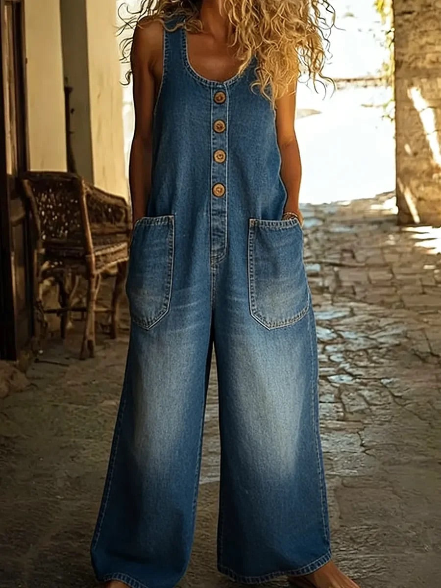 Saylor - Vintage Cotton Denim Jumpsuit