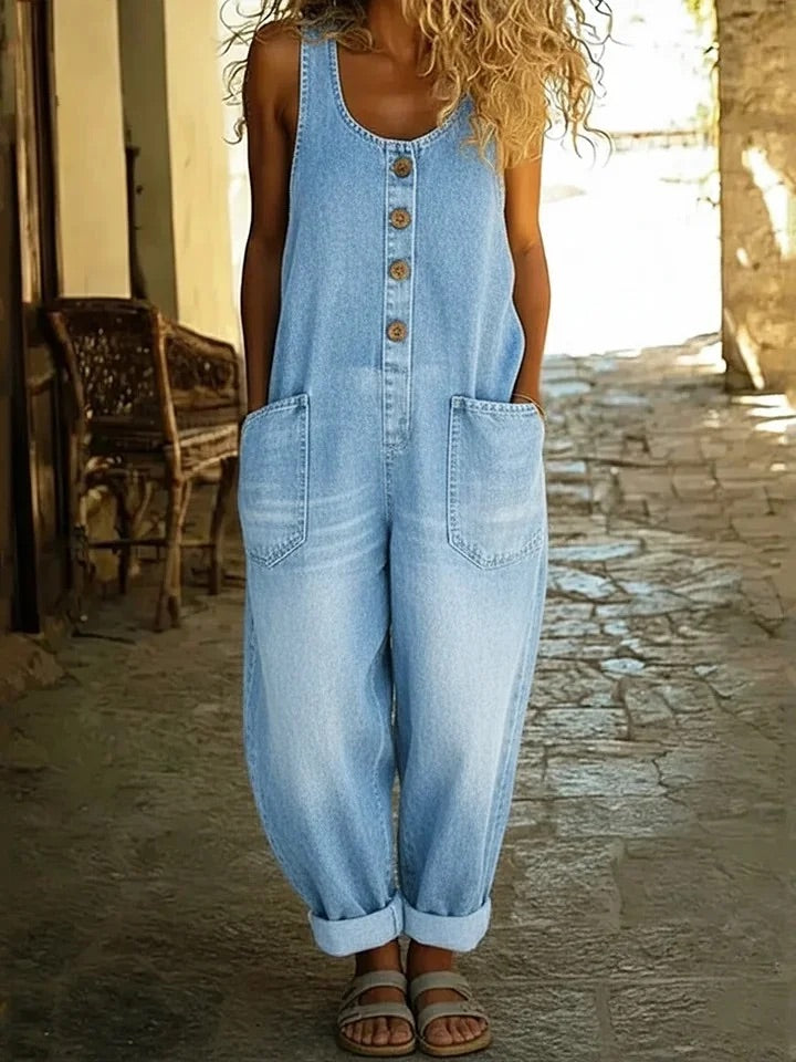 Saylor - Vintage Cotton Denim Jumpsuit