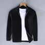 Men's ribbed knit cardigan with mock collar and full front zipper