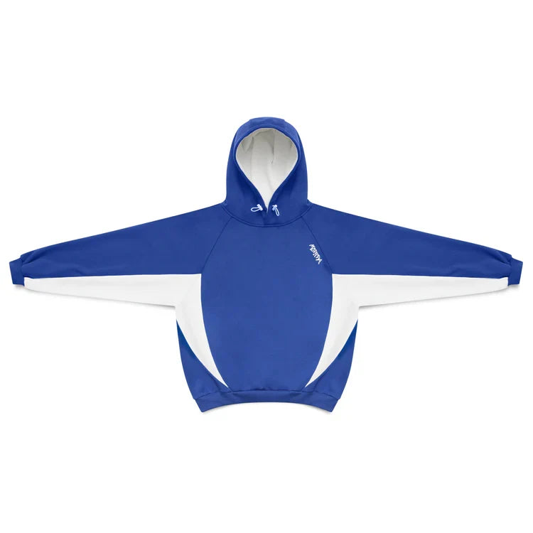 Unisex two-tone colorblock hoodie with hood, long sleeves and contrast panels