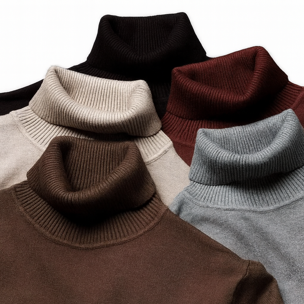 Men's long-sleeve ribbed turtleneck sweater