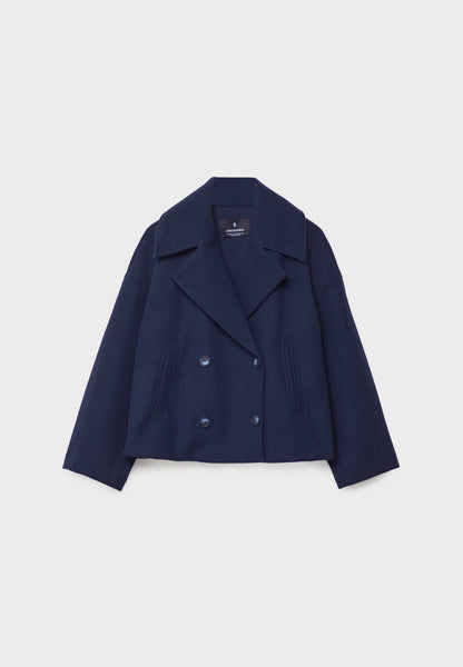 Women's double-breasted jacket with notched lapels and long sleeves