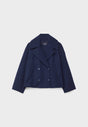 Women's double-breasted jacket with notched lapels and long sleeves