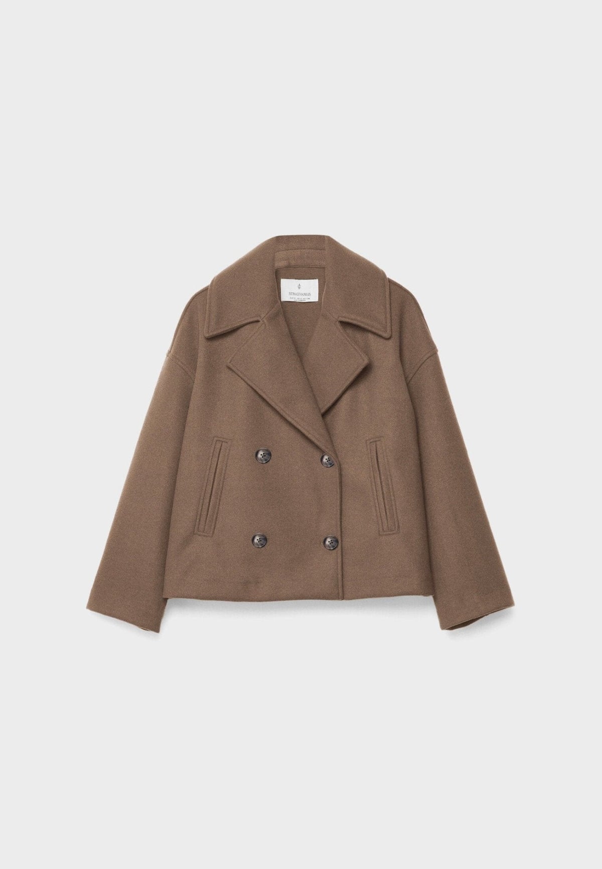 Women's double-breasted jacket with notched lapels and long sleeves
