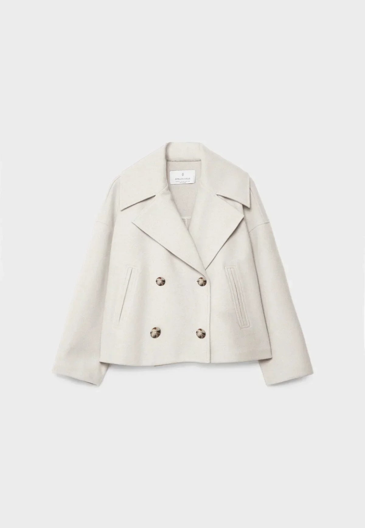 Women's double-breasted jacket with notched lapels and long sleeves