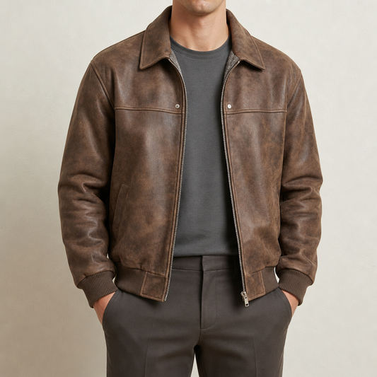 Blouson aviateur homme à bords côtelés et zip sur le devant