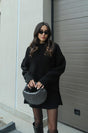 Women's long-sleeve knit sweater and short skirt set