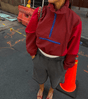 Women's color-block half-zip windbreaker jacket with high collar and zip pocket