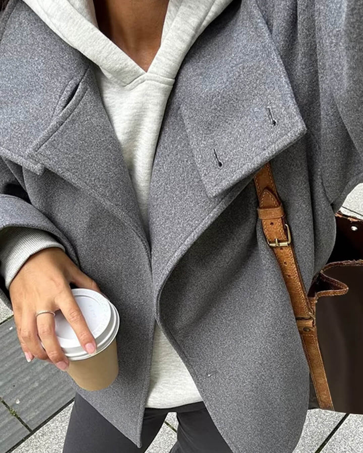 Women's stand collar button jacket with long sleeves