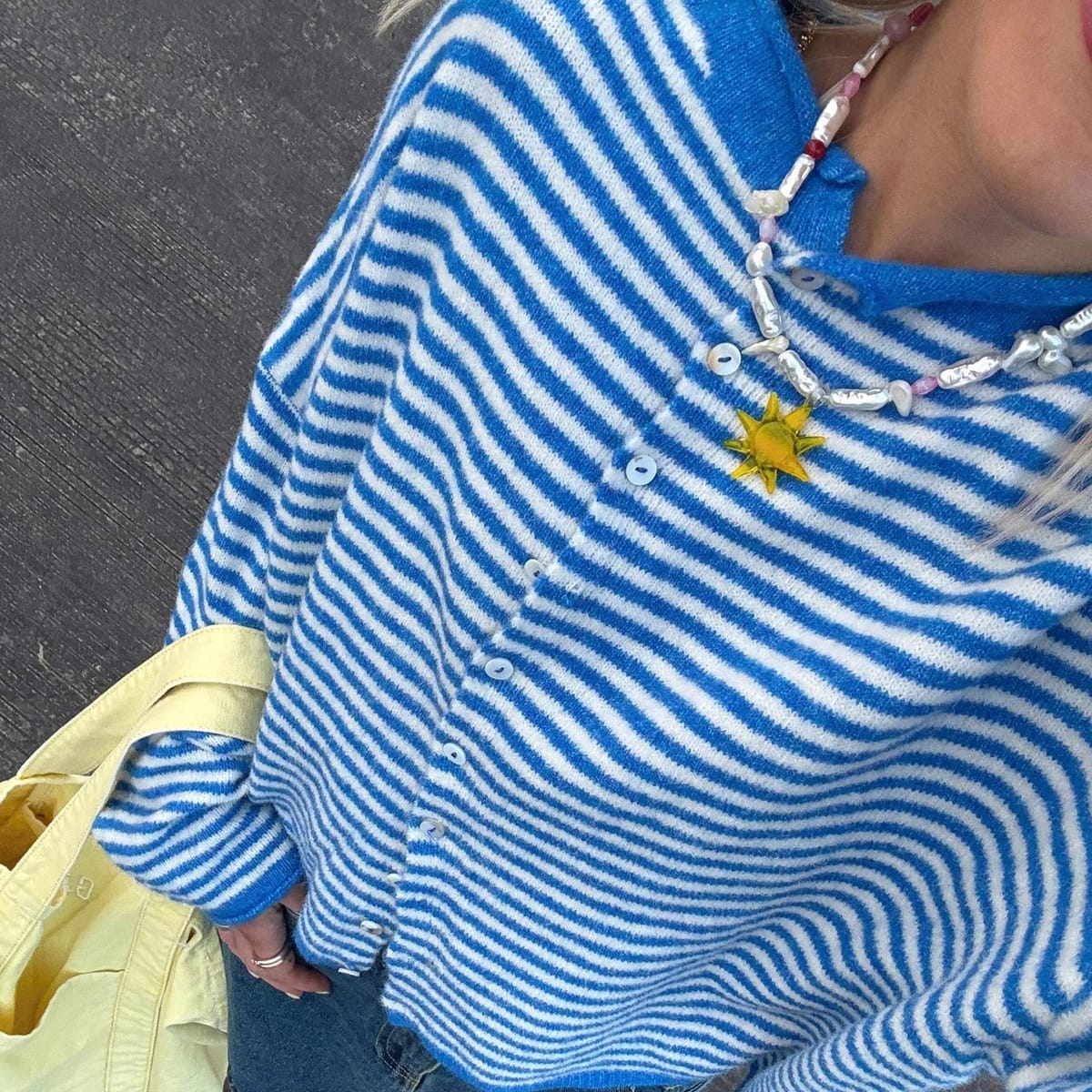Women's striped long-sleeve button-front cardigan